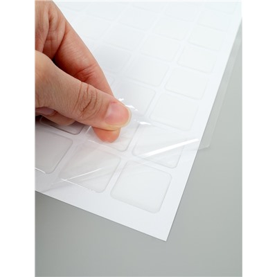 Стикеры эпоксидные прозрачные заготовки 3D 100 шт 2,5 x 2,5 см + самоклеящаяся бумага