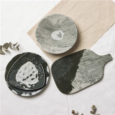 Блюдо керамическое «Стоун», 29.7×17.5 см, серое, Dolce Ceramo