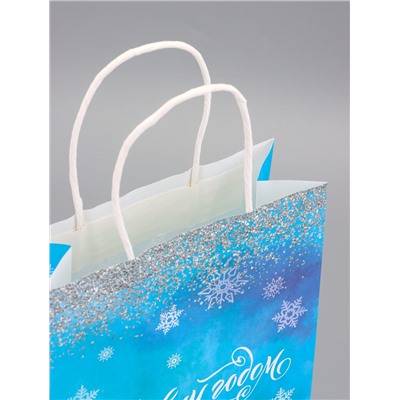 Пакет бумажный подарочный новогодний крафт «Волшебство» 18×8×25 см