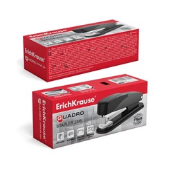 Степлер ErichKrause Quadro Half-strip, № 24/6, до 30 листов, антистеплер, чёрный