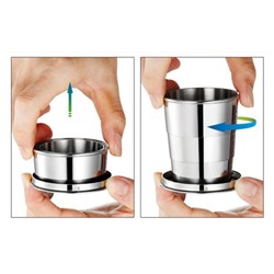 Складной стакан, 250 мл, d=6 см, с карабином, нержавеющая сталь