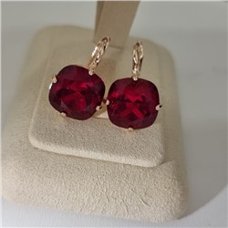 Серьги с кристаллом под Swarovski ювелирная бижутерия коллекция "Дубай" покрытие позолота, вставка: стекло, цвет: красный, арт.414.689