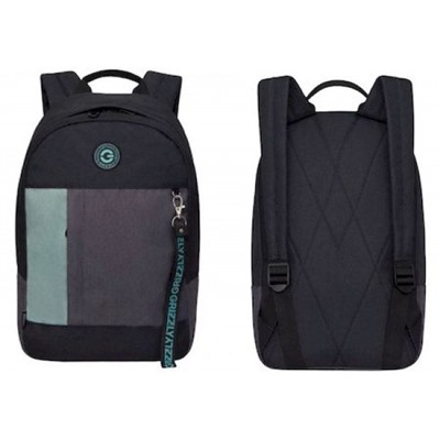 Рюкзак молодежный RXL-327-3/2 черный-мятный 24х37,5х12 см GRIZZLY