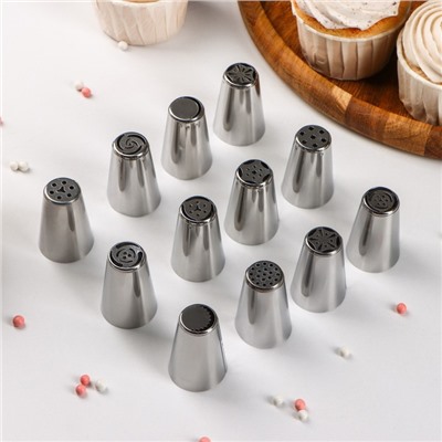 Набор насадок кондитерских Доляна, d=2.8 см, 12 шт.