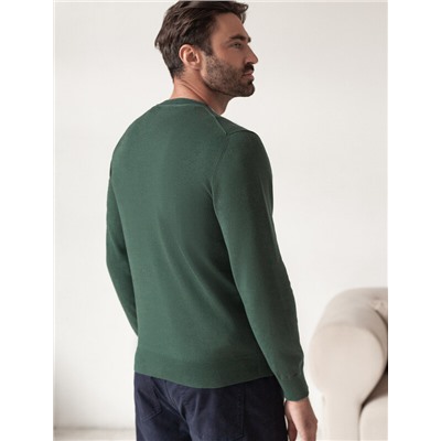 Джемпер с круглым воротом из хлопка с нейлоном