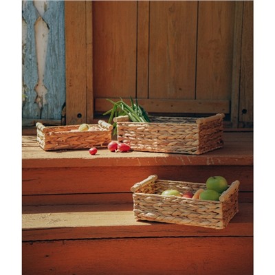 Корзины для хранения SL Home, плетёные, ручной работы, 3 шт., 27×16×9 см, 31×20×12 см, 35×24×13 см