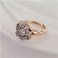 Кольцо 20 р ювелирная бижутерия коллекция "Дубай", покрытие позолота, вставка: фианиты, цвет: прозрачный, арт.314.852-20