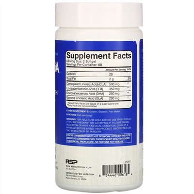 RSP Nutrition, LeanOmega, 120 Softgels