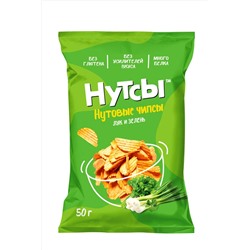 Чипсы нутовые Лук и зелень "Нутсы" безглютеновые 50г ЭКОПРОДУКТЫ, 1185154