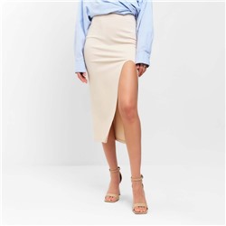 Юбка миди с вырезом женская MIST, размер 44, бежевая