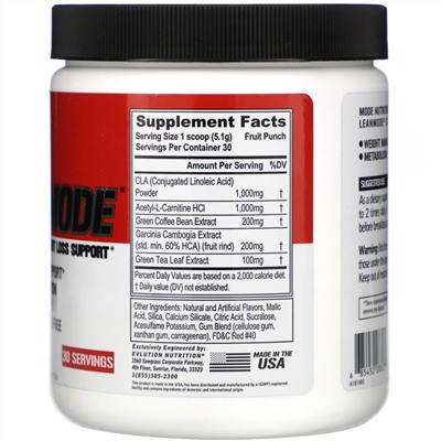 EVLution Nutrition, LeanMode, Fruit Punch, 5.40 oz (153 g)