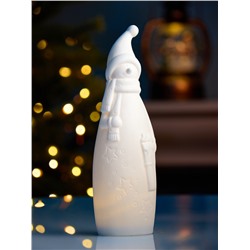 Светодиодная фигура «Снеговик в колпаке» 6×5.5×19.8 см, 1 LED, керамика, от батареек LR44×2, свечение тёплое белое