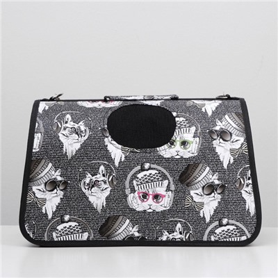 Сумка - переноска для животных «Зимние коты», размер M, 40×21×27 см