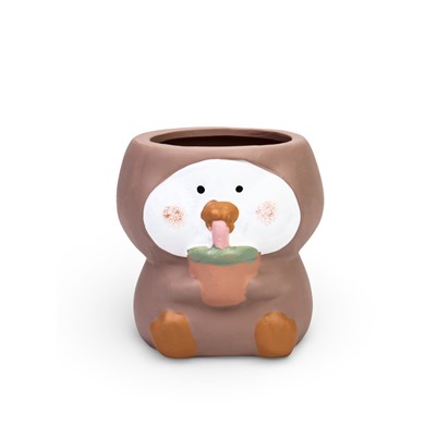Декоративный горшок для цветов «Пингвины», 9×9×6 см, керамический, МИКС, Greengo