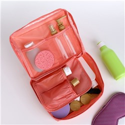 Косметичка-органайзер дорожная на молнии, с карманами, в мелкий горох, розовая