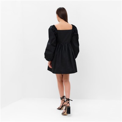 Платье с объёмными рукавами мини женское MIST, чёрное, размер 40-42