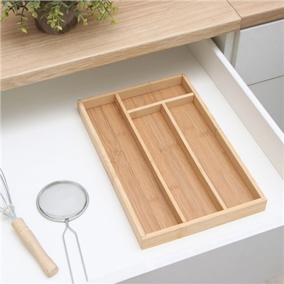 Сушилка для столовых приборов Доляна «Бамбуковый лес», 33.5×22×3 см, 4 ячейки