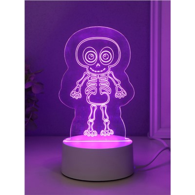 Светильник 3D RISALUX «Скелетик», LED-ночник, RGB, от сети, 9.5×8.5×14.8 см