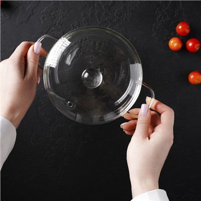 Кастрюля Magistro «Лия», 1.450 л, 16.5×16 см, жаропрочное стекло, прозрачная