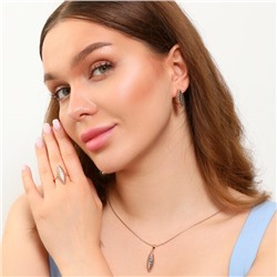 Комплект ювелирная бижутерия коллекция "Дубай" серьги, кулон и кольцо 20 р, покрытие: позолота и вставка посеребрение, арт.213.818-20