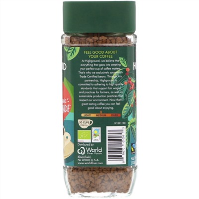 Highground Coffee, Органический растворимый кофе, средний, без кофеина, 100 г