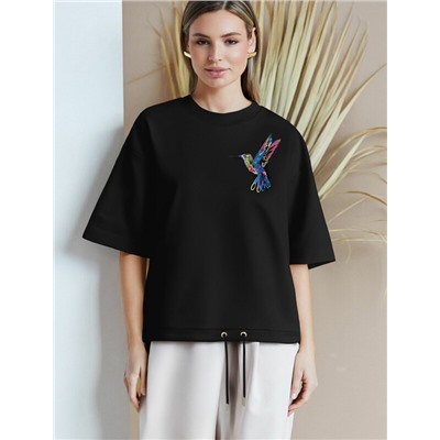 Футболка из эластичного футера с авторским принтом