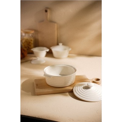 Кастрюля SL Home «Санторини», 1.57 л, 24.5×21.5×8 см, жаропрочная керамика, белая