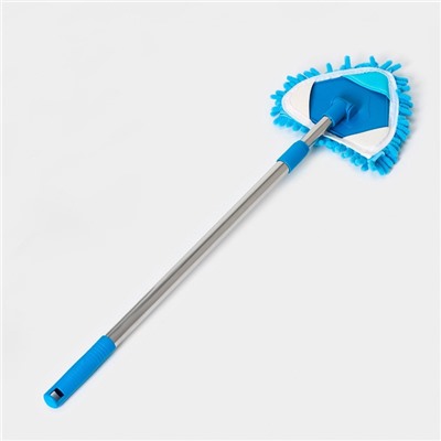 Щётка для окон Доляна, телескопическая ручка 54(86) см, поворотная головка, насадка из микрофибры 14×16 см, синяя