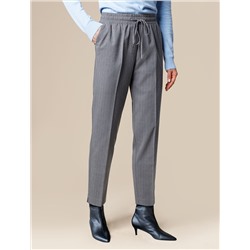 Брюки с поясом на резинке из премиальной поливискозы с эластаном