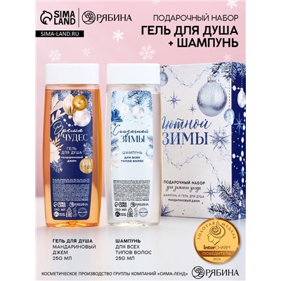 Новогодний подарочный набор косметики «Уютной зимы»: гель для душа и шампунь для волос, 2×250 мл, Чистое счастье
