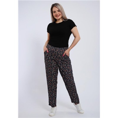 274 Брюки-бананы из штапеля (Темно-синий)