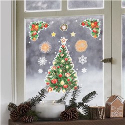 Наклейки новогодние «Ёлка и салюты», 40×30 см