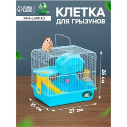 Клетка для грызунов «Пижон», укомплектованная, 27×21×26 см, голубая