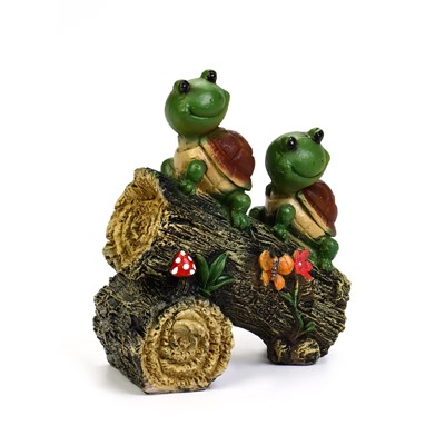 Садовая фигура из полистоуна «Черепашки на бревне», 24×13×25 см