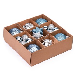 Набор новогодних украшений "Шарики и звездочки" 3-6см*30шт