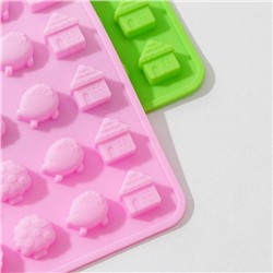 Форма для мармелада «Домик в лесу», силикон, 21×13.7×1 см, 60 ячеек, цвет МИКС