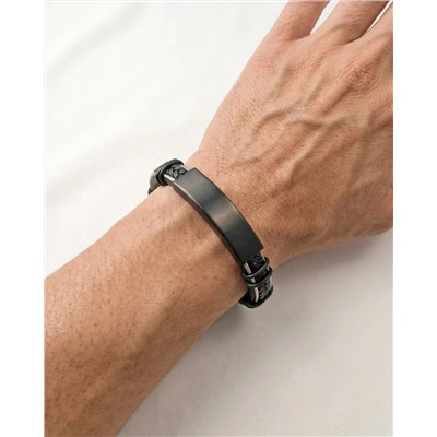 Браслет из стали на кожаном ремешке