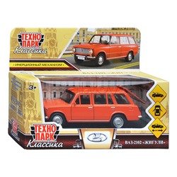 Машина металл ВАЗ-2102 12 см, (двери, багаж, оранжевый) инерц., в коробке