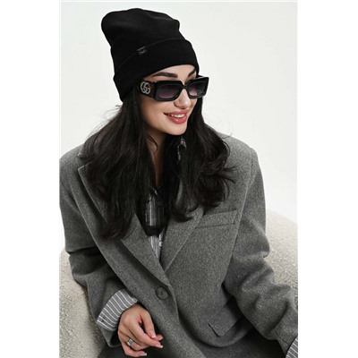 Шапка теплая в рубчик (Черный)