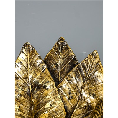 УЦЕНКА Подставка для мелочей «Пара ежей на тарелке из листьев», под золото, 24×24×6.5 см