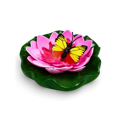 Садовая фигура из полистоуна «Лотос с бабочкой», 10×11×6 см, плавающая