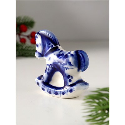 Фигурка фарфор гжель «Конь качалка», 7×7 см