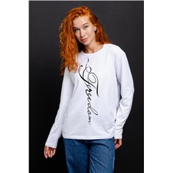 8513 Футболка с длинным рукавом женская (Белый_freedom)
