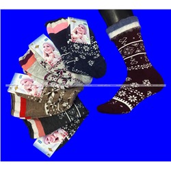 5 ПАР - Термоноски женские высокие (гольфы) внутри махра с начесом из шерсти мериноса ЖЗ-21