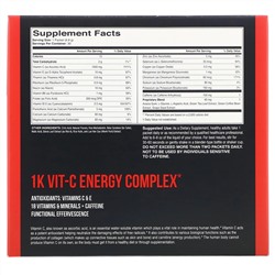 1Kvit-C, Витамин C, повышение уровня энергии, шипучая смесь для приготовления напитка, натуральный апельсиновый вкус, 1000 мг, 30 пакетиков по 6,8 г (0,24 унции)