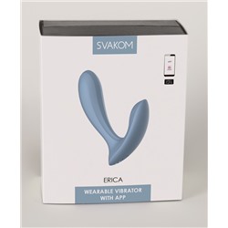 Голубой интерактивный вибромассажер Erica