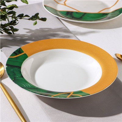 Тарелка глубокая Доляна «Малахитовая шкатулка», 340 мл, d=20 см, фарфор