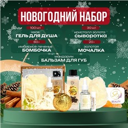 Новогодний подарочный набор косметики «Новогодний переполох» для душа и ванны, золотая серия