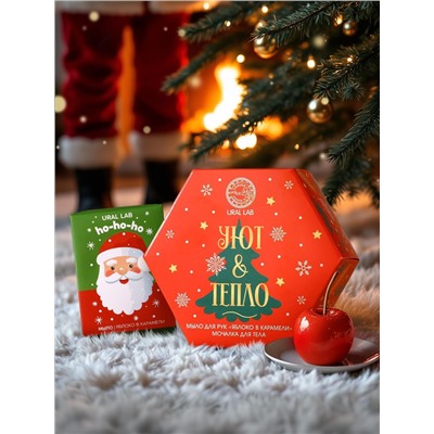 Новогодний подарочный набор косметики «Уют и тепло»: мыло для рук кусковое 100 г и мочалка для тела, URAL LAB