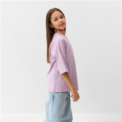 Футболка для девочки однотонная MINAKU: Basic Line, сиреневая, рост 98 см